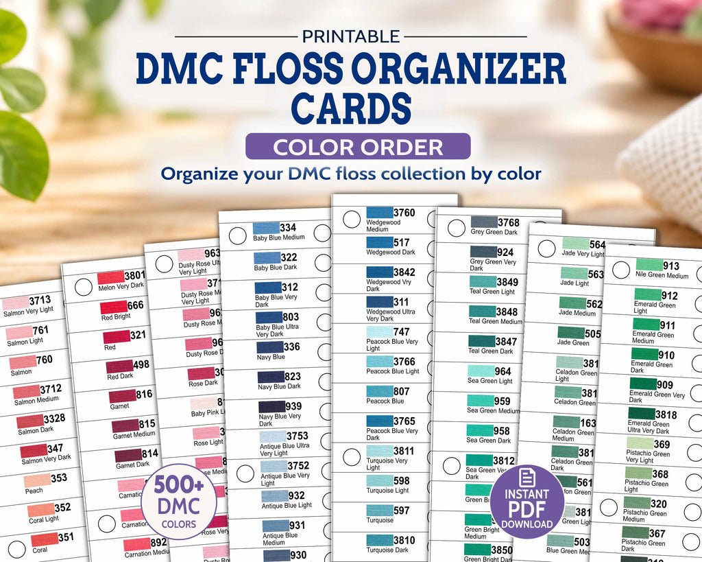 DMC Floss Organiser Cards: Colour Order
