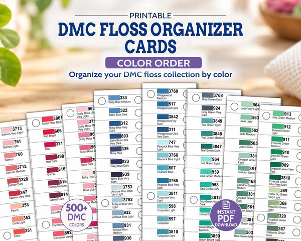DMC Floss Organiser Cards: Colour Order