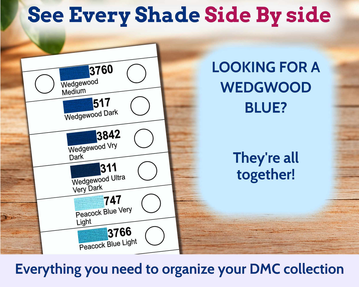DMC Floss Organiser Cards: Colour Order
