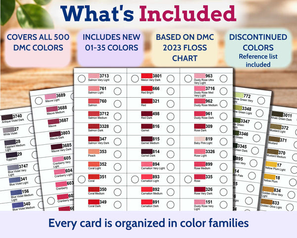DMC Floss Organiser Cards: Colour Order