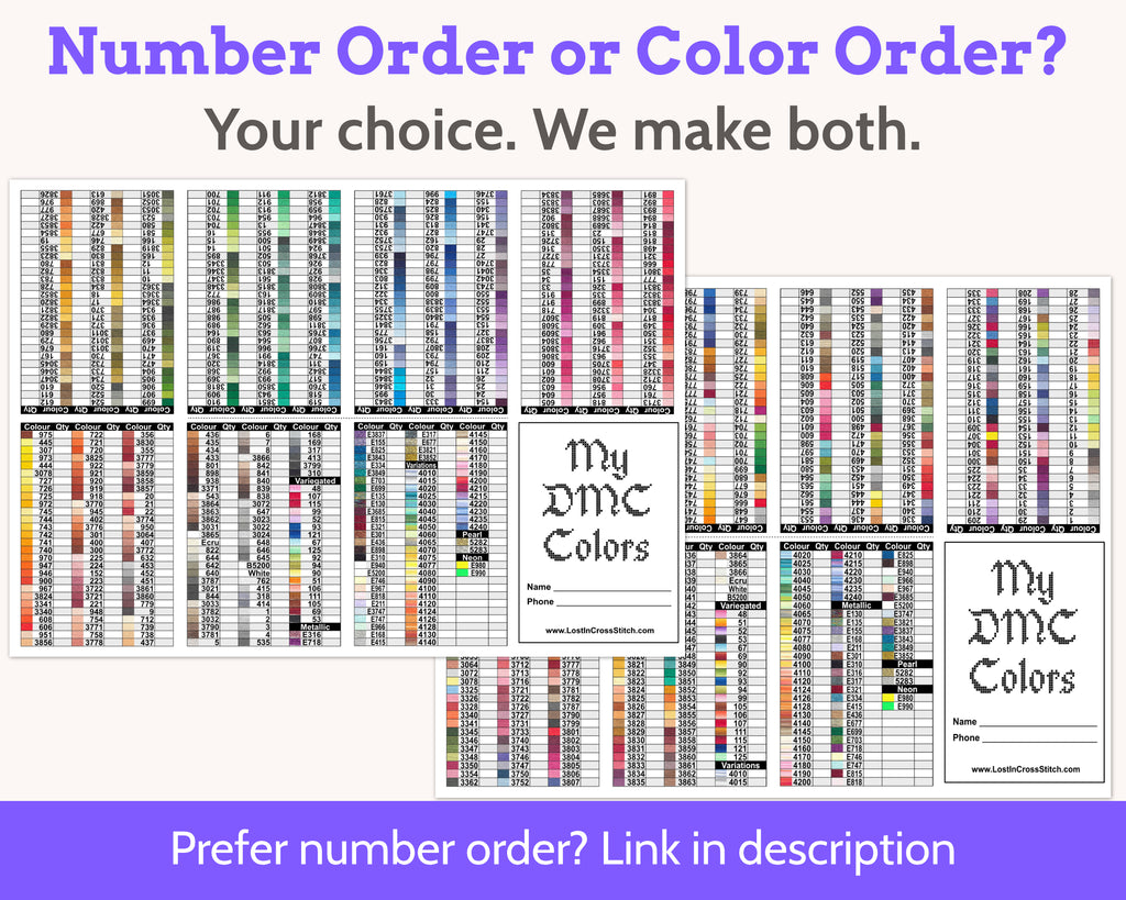 DMC Floss Mini Book: Colour Order
