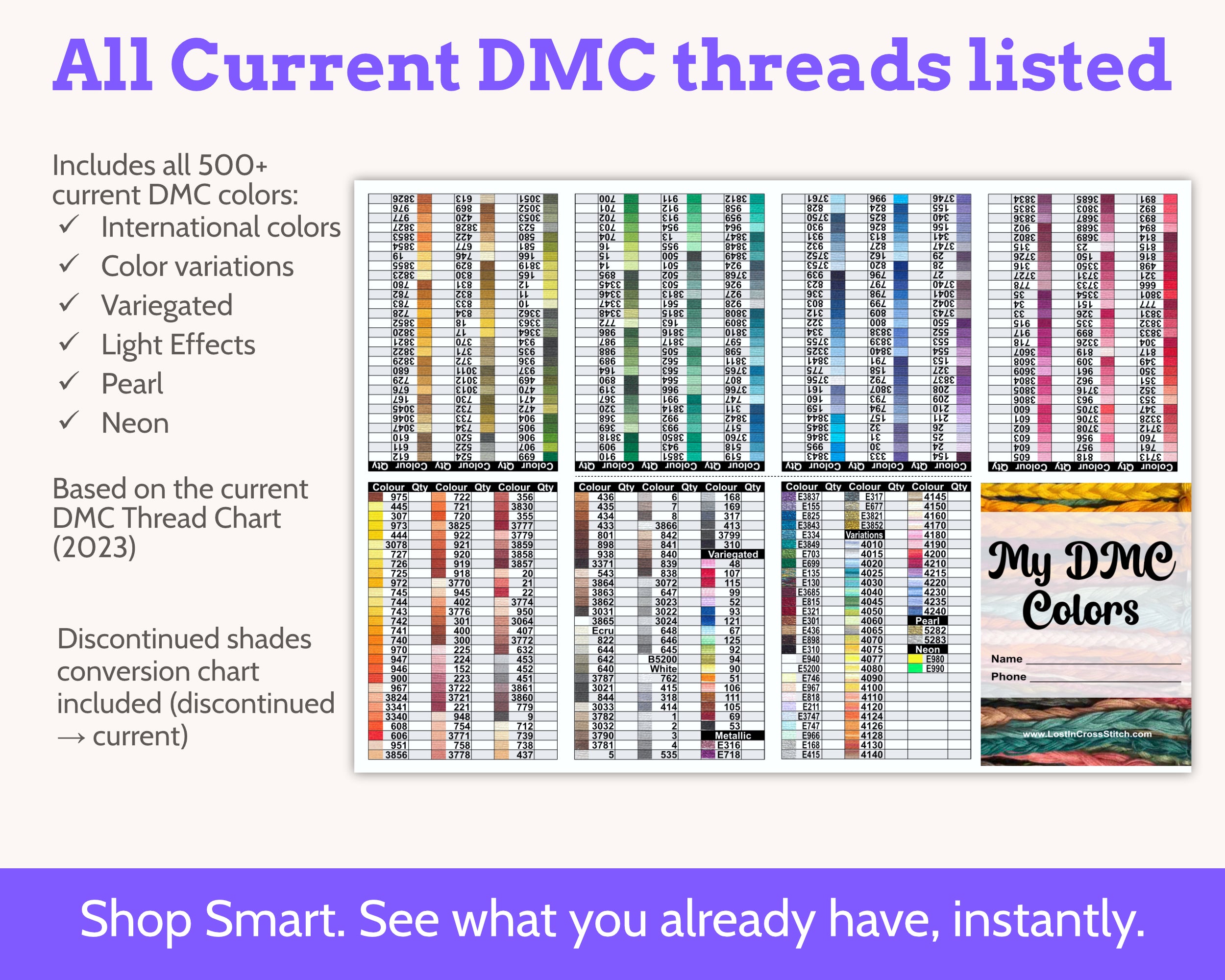DMC Floss Mini Book: Colour Order
