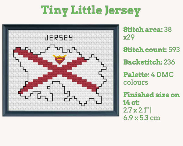 Jersey Cross Stitch Pattern: Tiny Flag Map