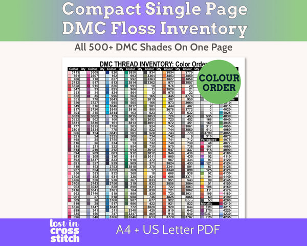 DMC Floss Inventory: Colour Order (Single Page)