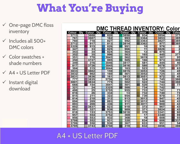 DMC Floss Inventory: Colour Order (Single Page)