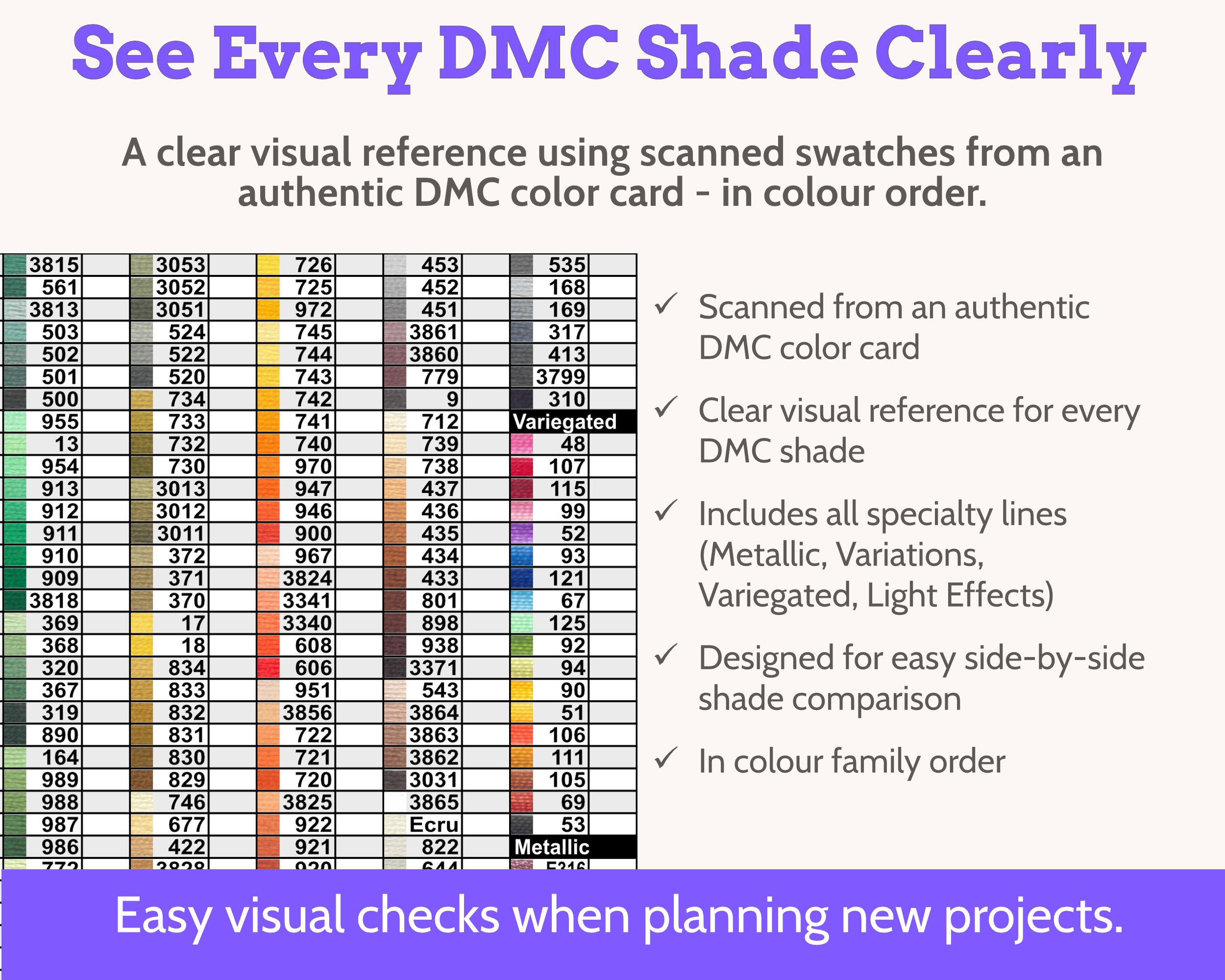 DMC Floss Inventory: Colour Order (Single Page)