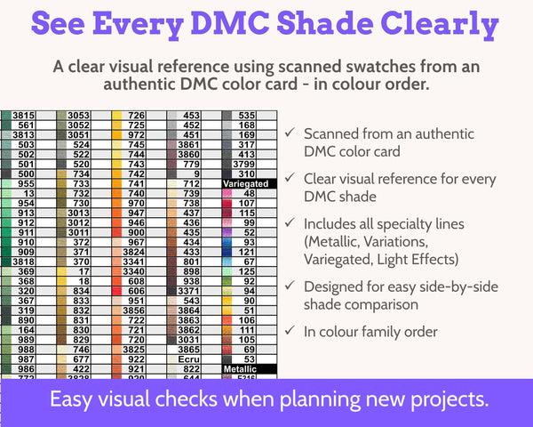 DMC Floss Inventory: Colour Order (Single Page)