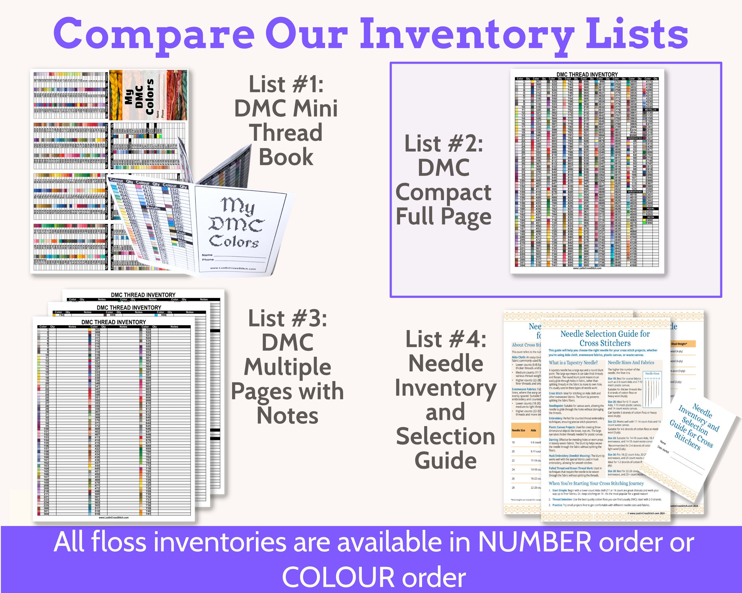DMC Floss Inventory: Colour Order (Single Page)