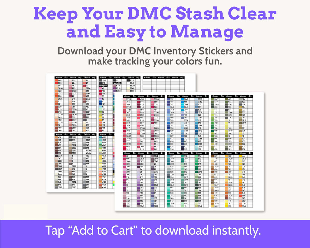 DMC Floss Tracker Planner Stickers: Colour Order