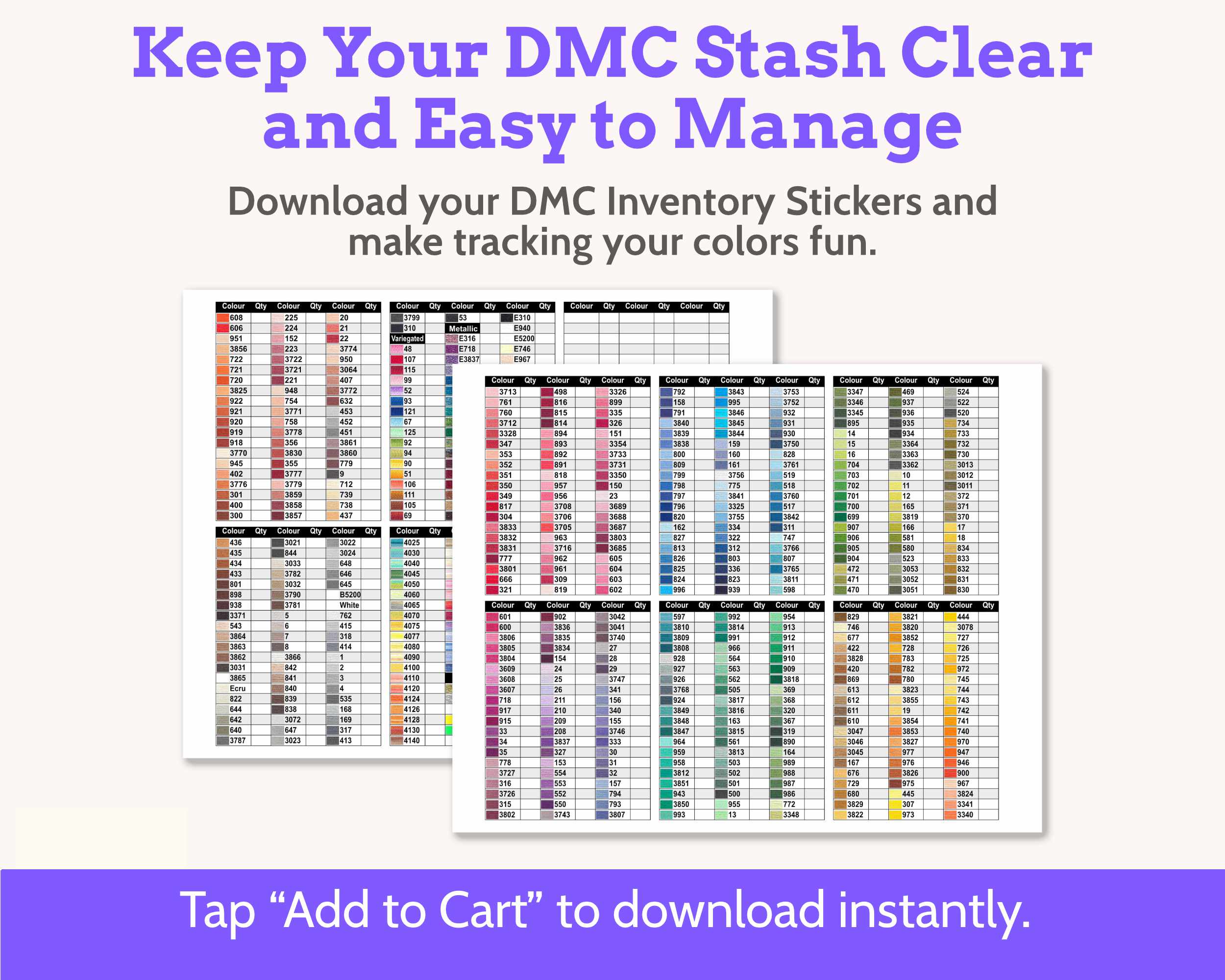 DMC Floss Tracker Planner Stickers: Colour Order