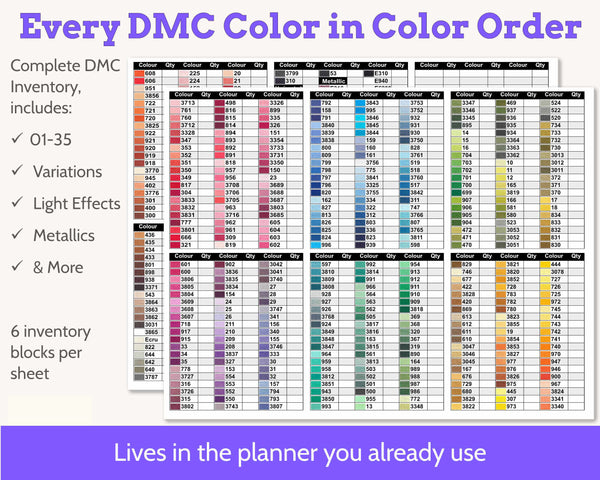 DMC Floss Tracker Planner Stickers: Colour Order