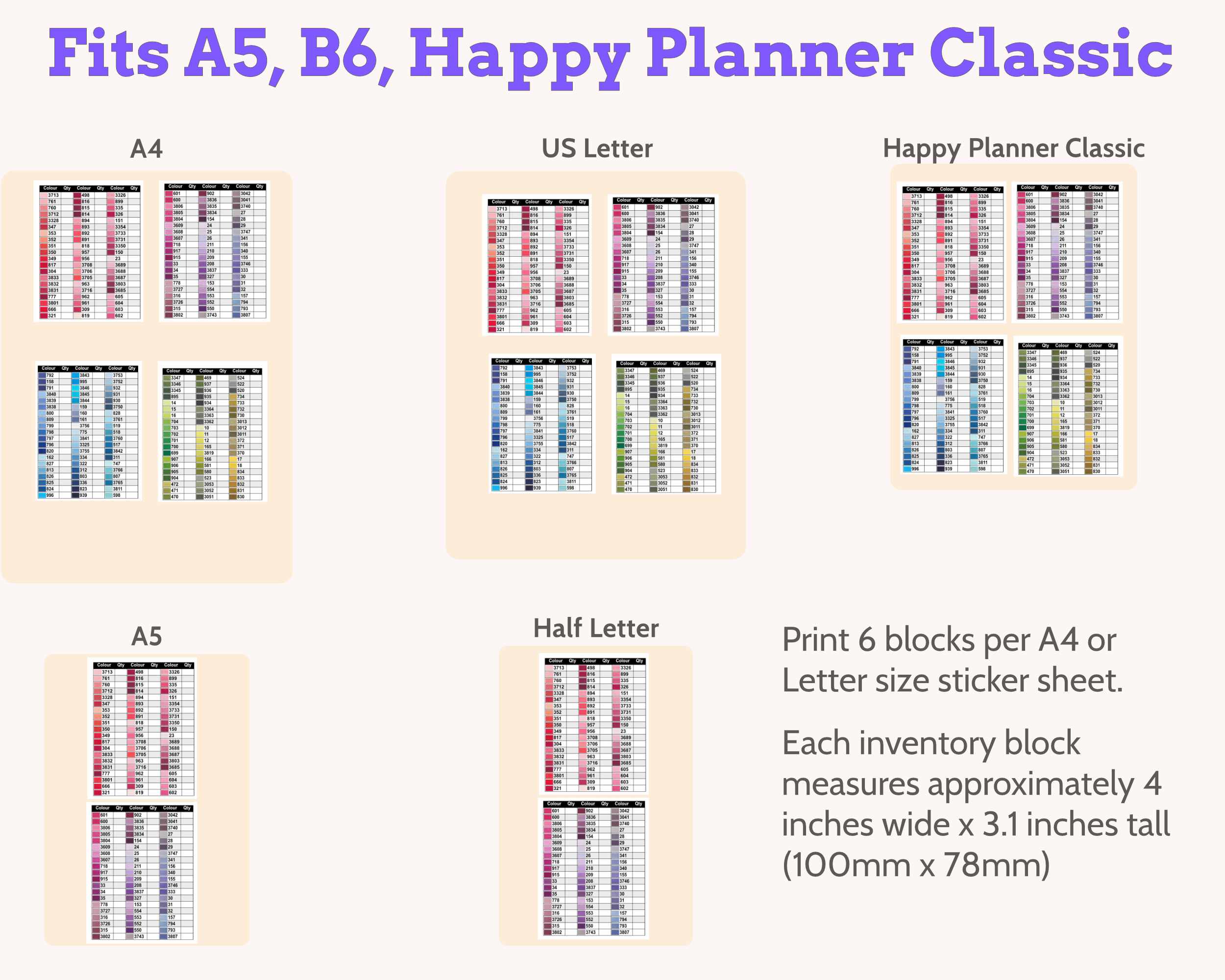 DMC Floss Tracker Planner Stickers: Colour Order