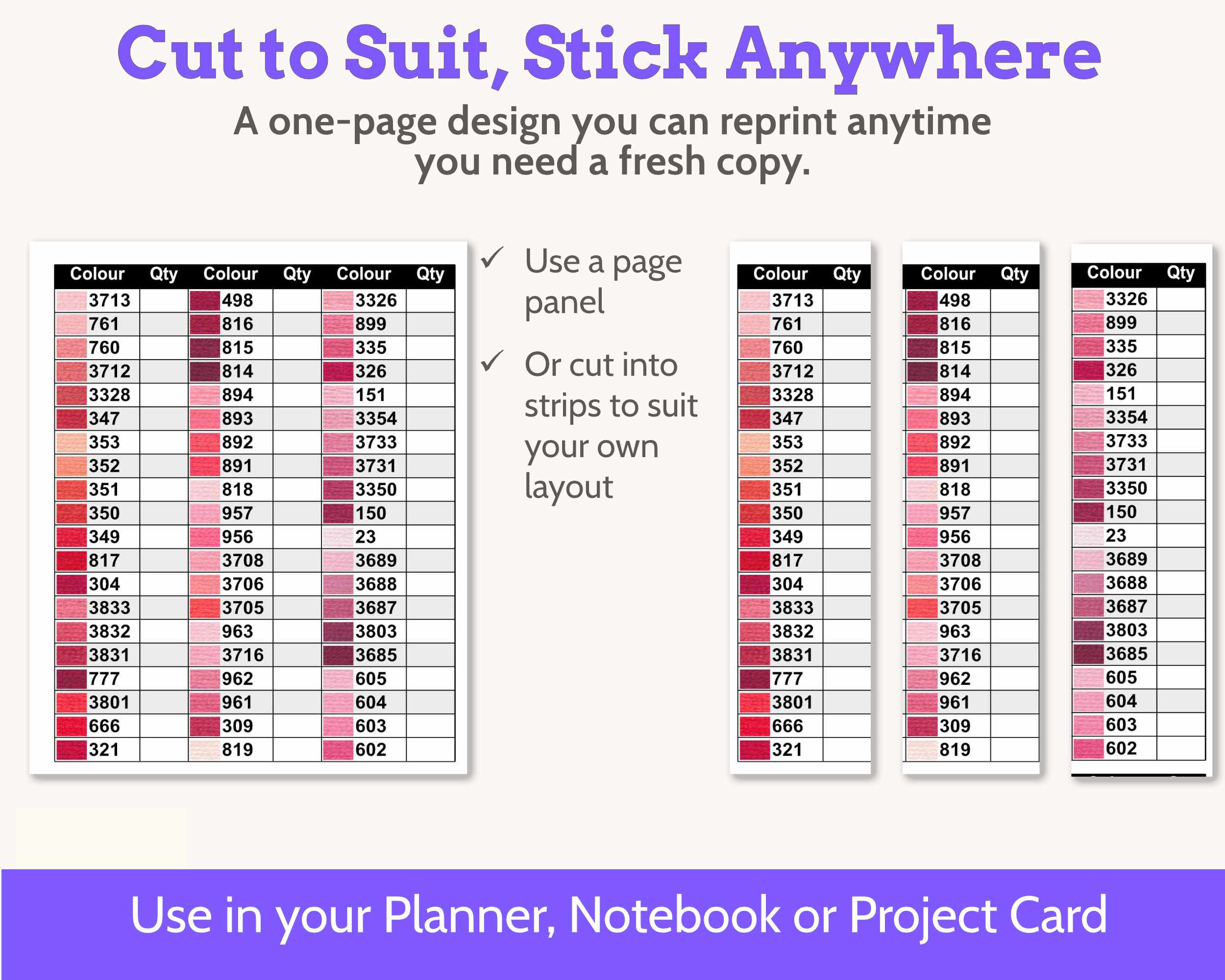 DMC Floss Tracker Planner Stickers: Colour Order