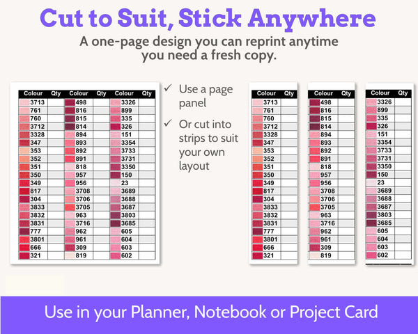 DMC Floss Tracker Planner Stickers: Colour Order