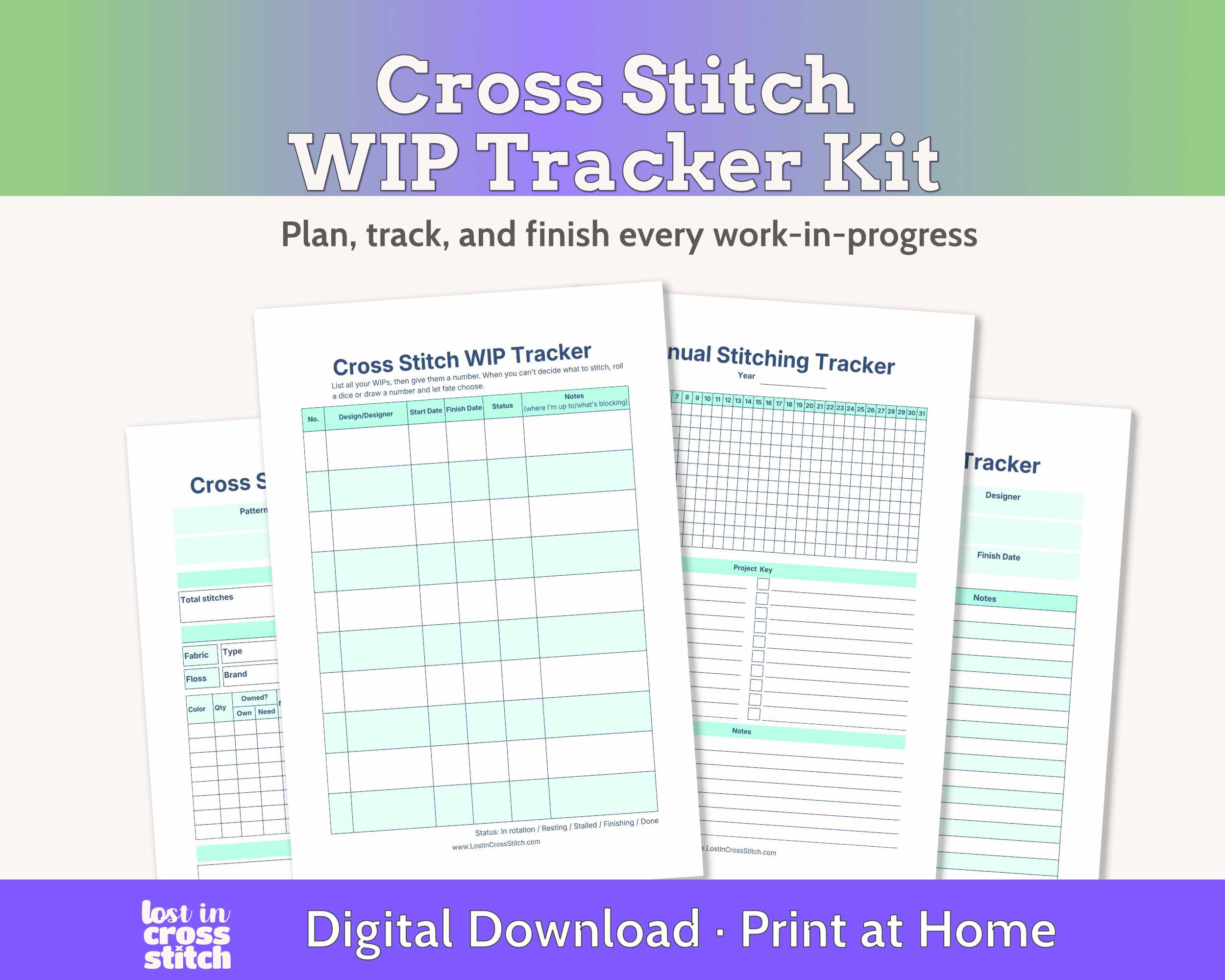 Cross Stitch WIP Tracker Kit - Printable Main image