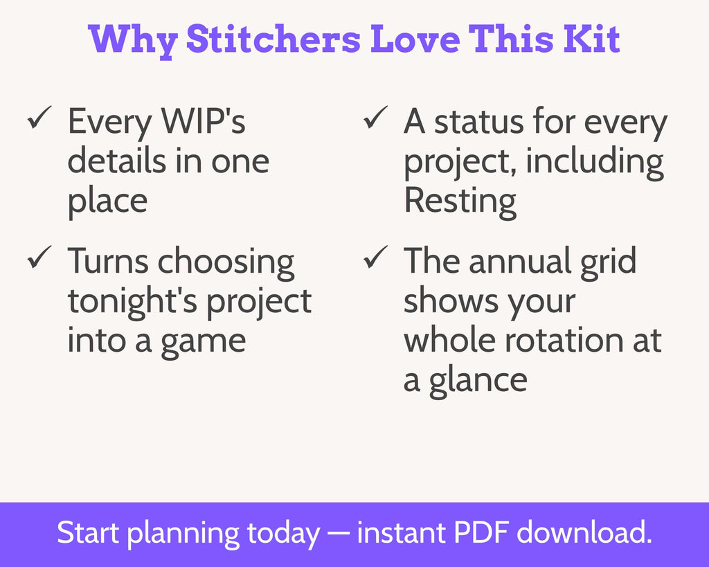 Cross Stitch WIP Tracker Kit - Printable