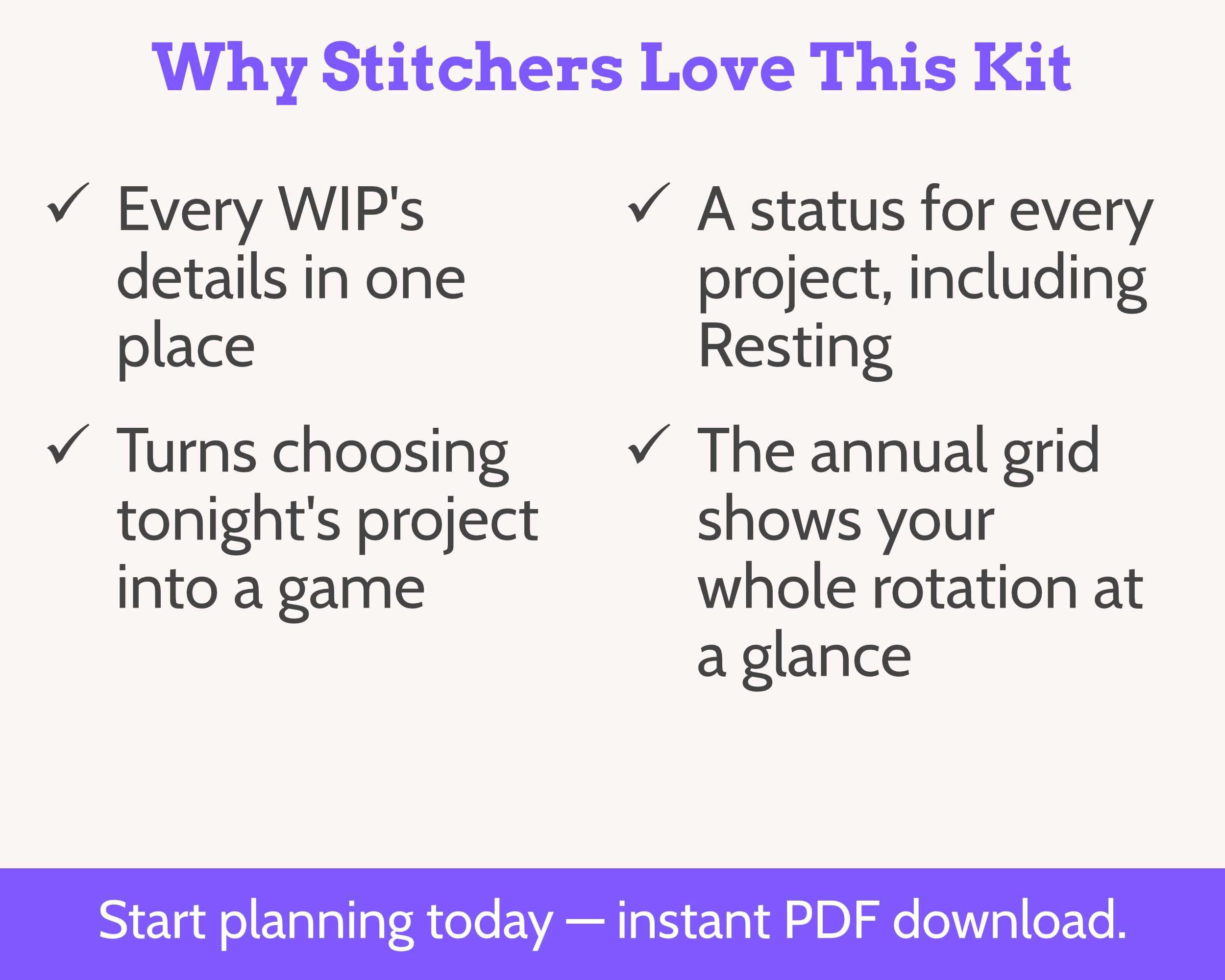Cross Stitch WIP Tracker Kit - Printable