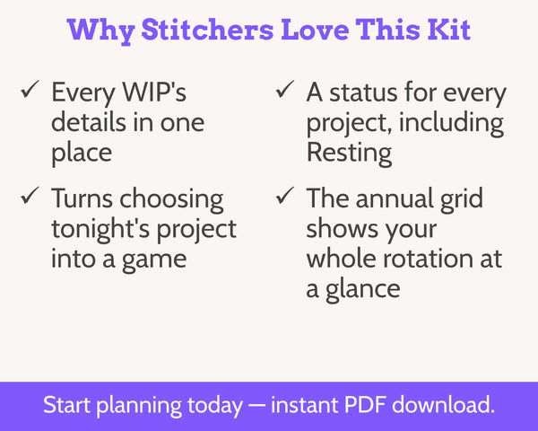Cross Stitch WIP Tracker Kit - Printable