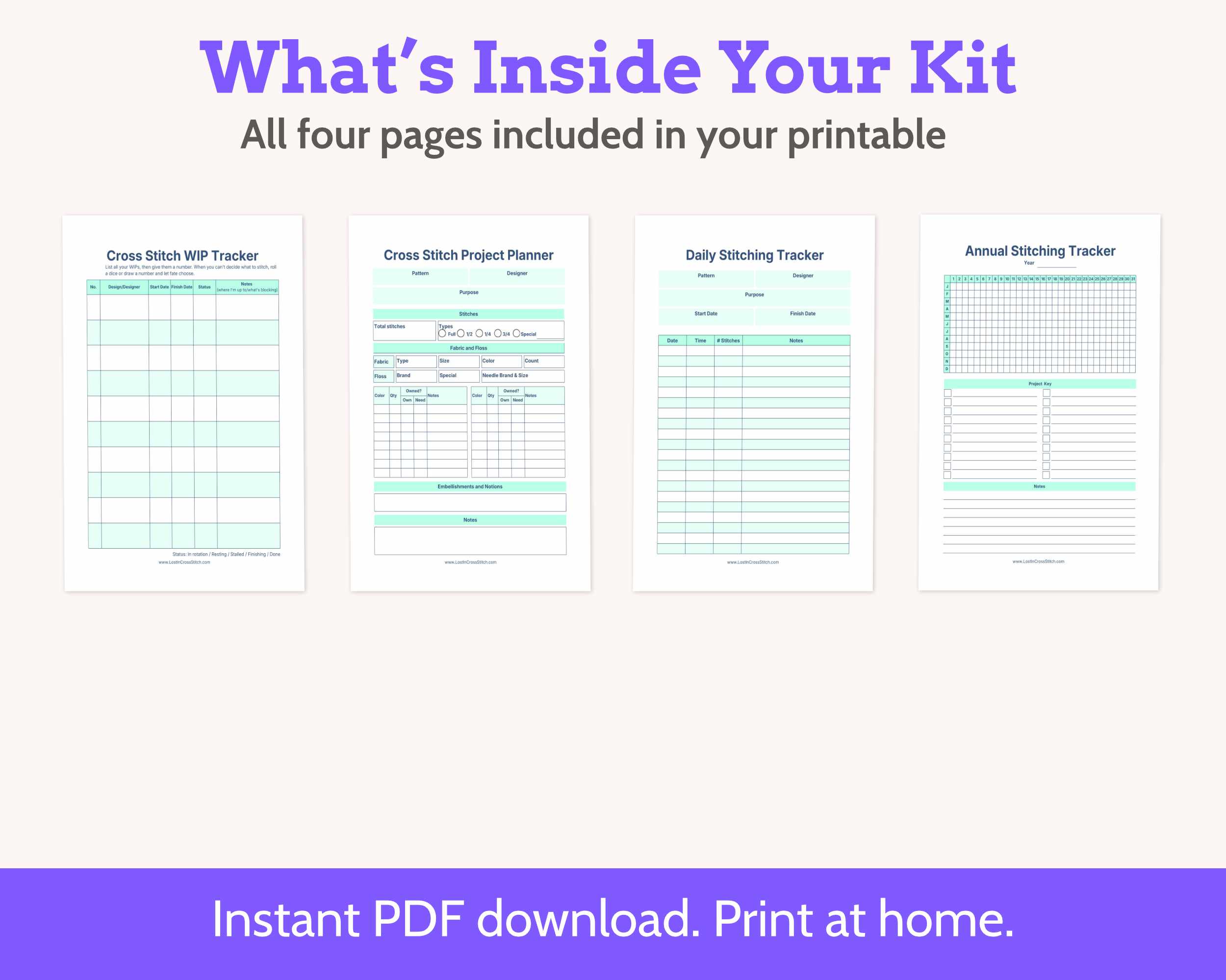 Cross Stitch WIP Tracker Kit - Printable