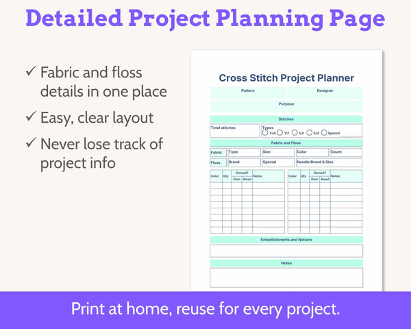 Cross Stitch WIP Tracker Kit - Printable