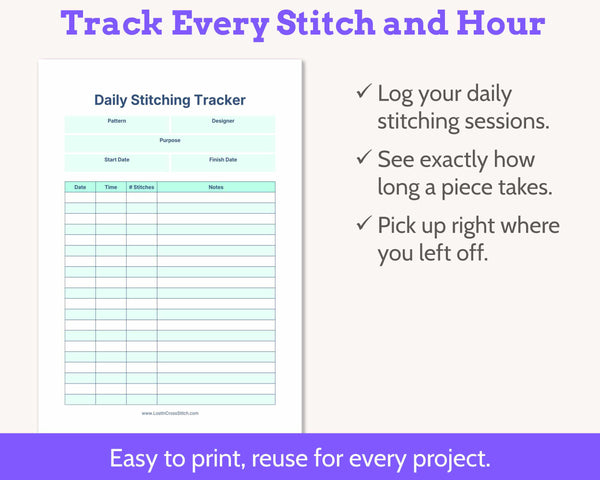 Cross Stitch WIP Tracker Kit - Printable