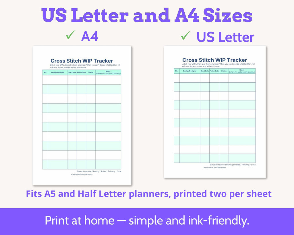 Cross Stitch WIP Tracker Kit - Printable