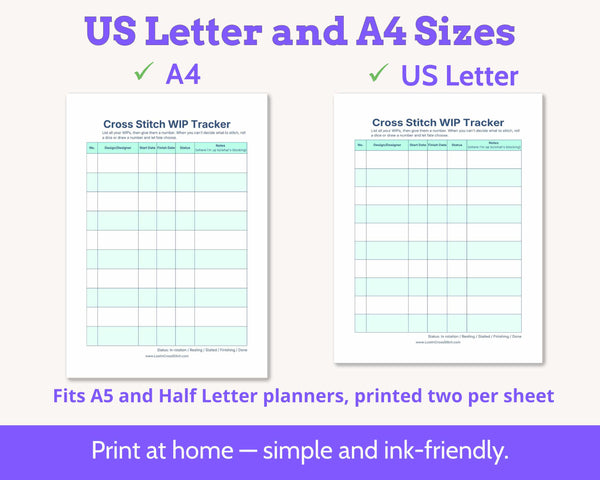 Cross Stitch WIP Tracker Kit - Printable