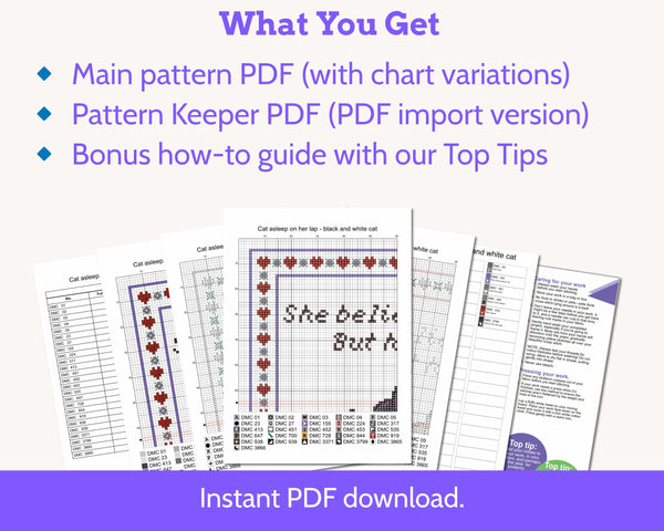 Kitten and Cactus Cross Stitch Pattern PDF