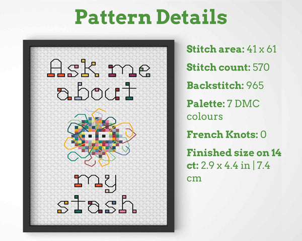 Funny Cross Stitch Pattern: Ask Me About My Stash