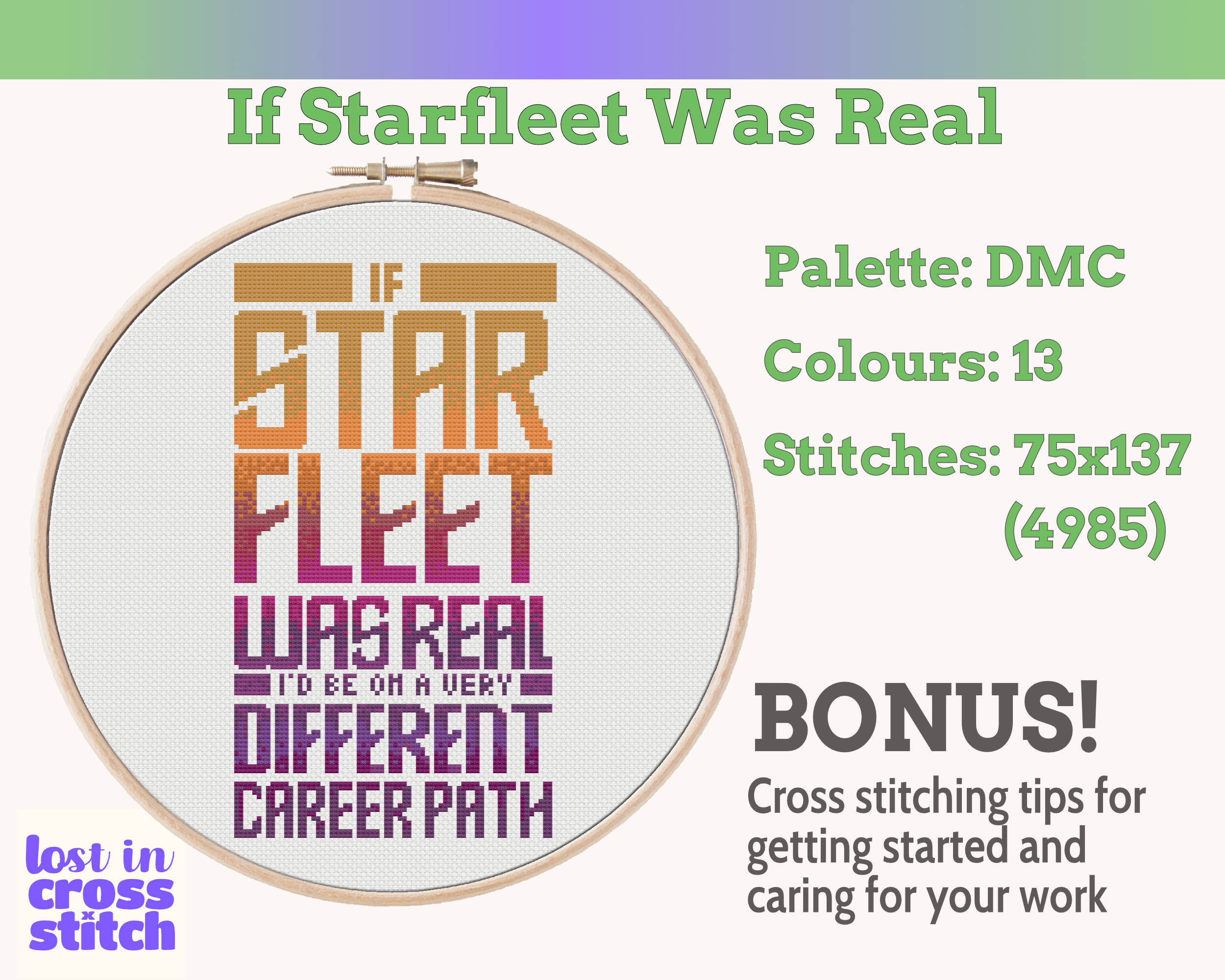 If Starfleet Was Real Cross Stitch Pattern PDF