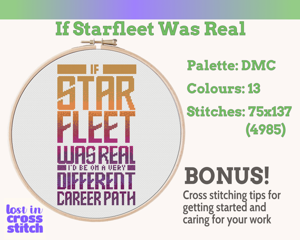 If Starfleet Was Real Cross Stitch Pattern PDF