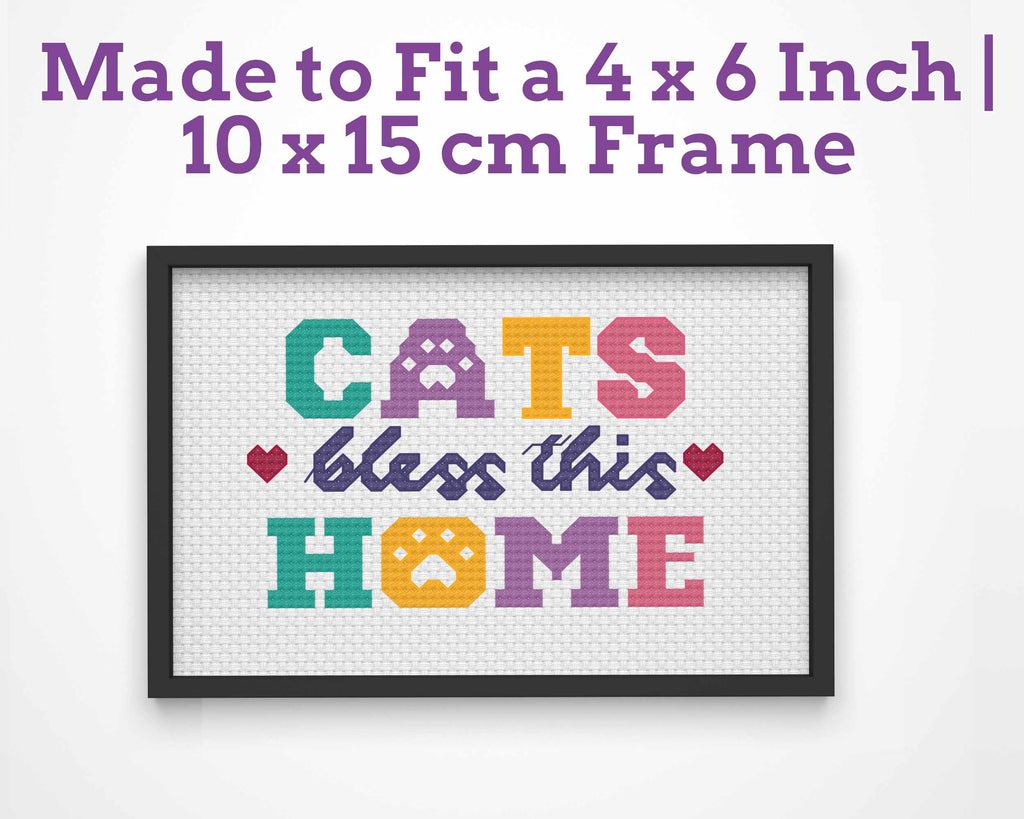 Cats Bless This Home – Cat Cross Stitch Pattern PDF
