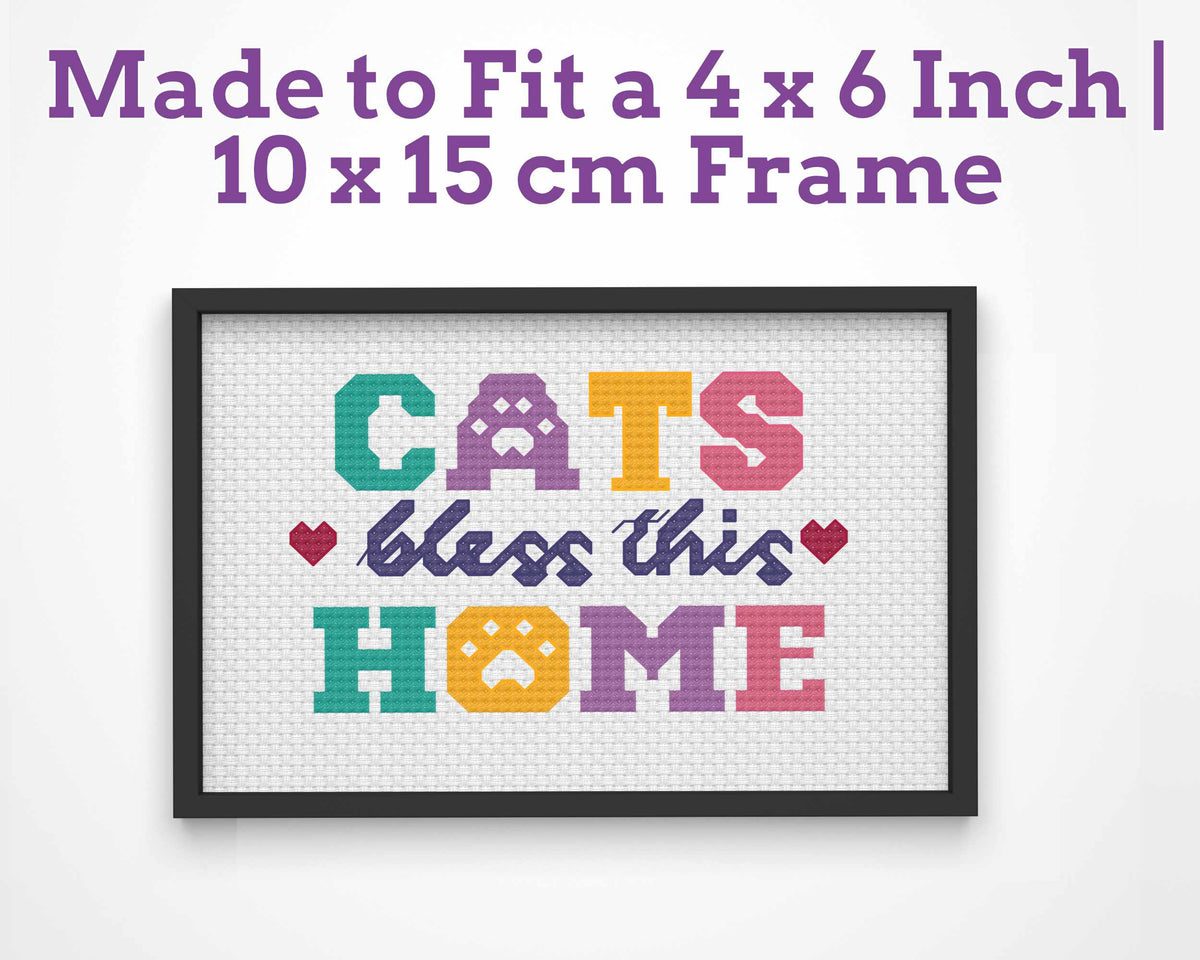 Cats Bless This Home – Cat Cross Stitch Pattern PDF