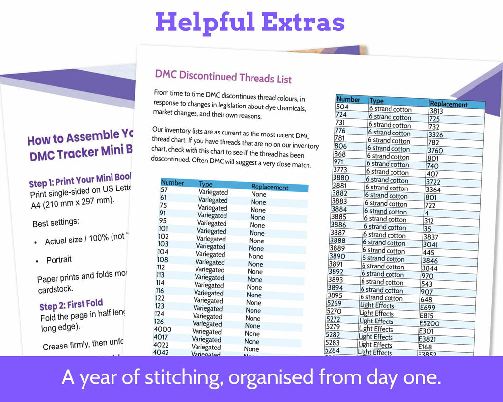 Project Organization Starter Kit - Printable Floss Drops, Cross Stitch Tracker & Project Bag Cards