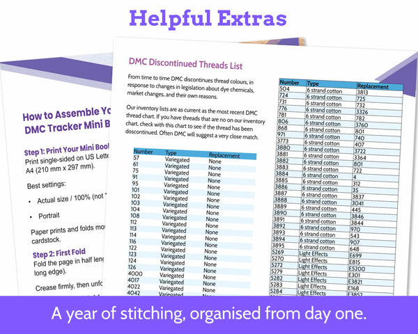 Project Organization Starter Kit - Printable Floss Drops, Cross Stitch Tracker & Project Bag Cards