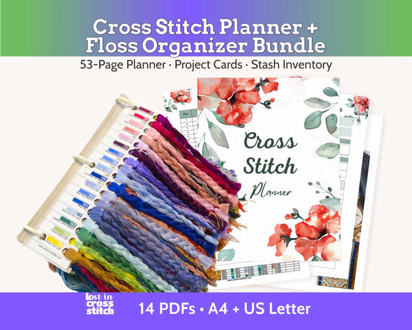 Cross Stitch Planner and Floss Organizer Bundle