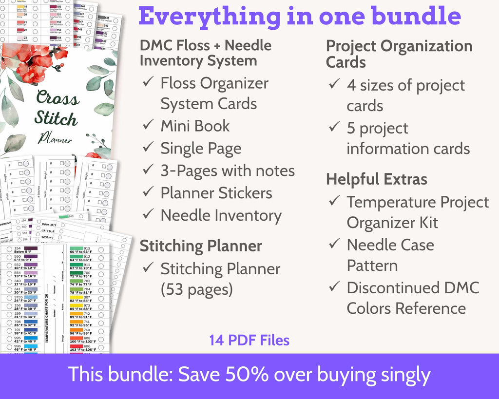 Cross Stitch Planner and Floss Organizer Bundle