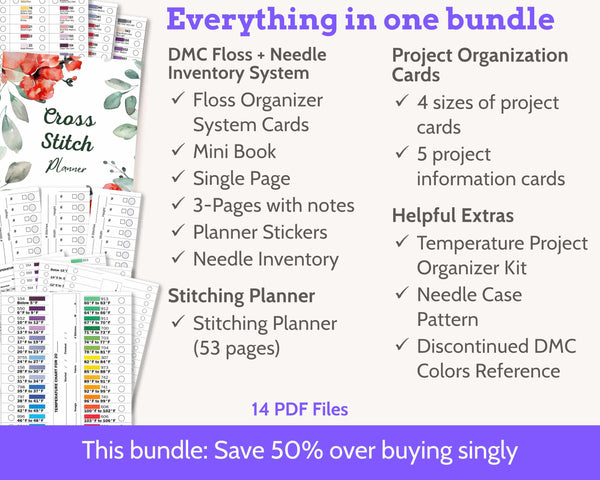 Cross Stitch Planner and Floss Organizer Bundle