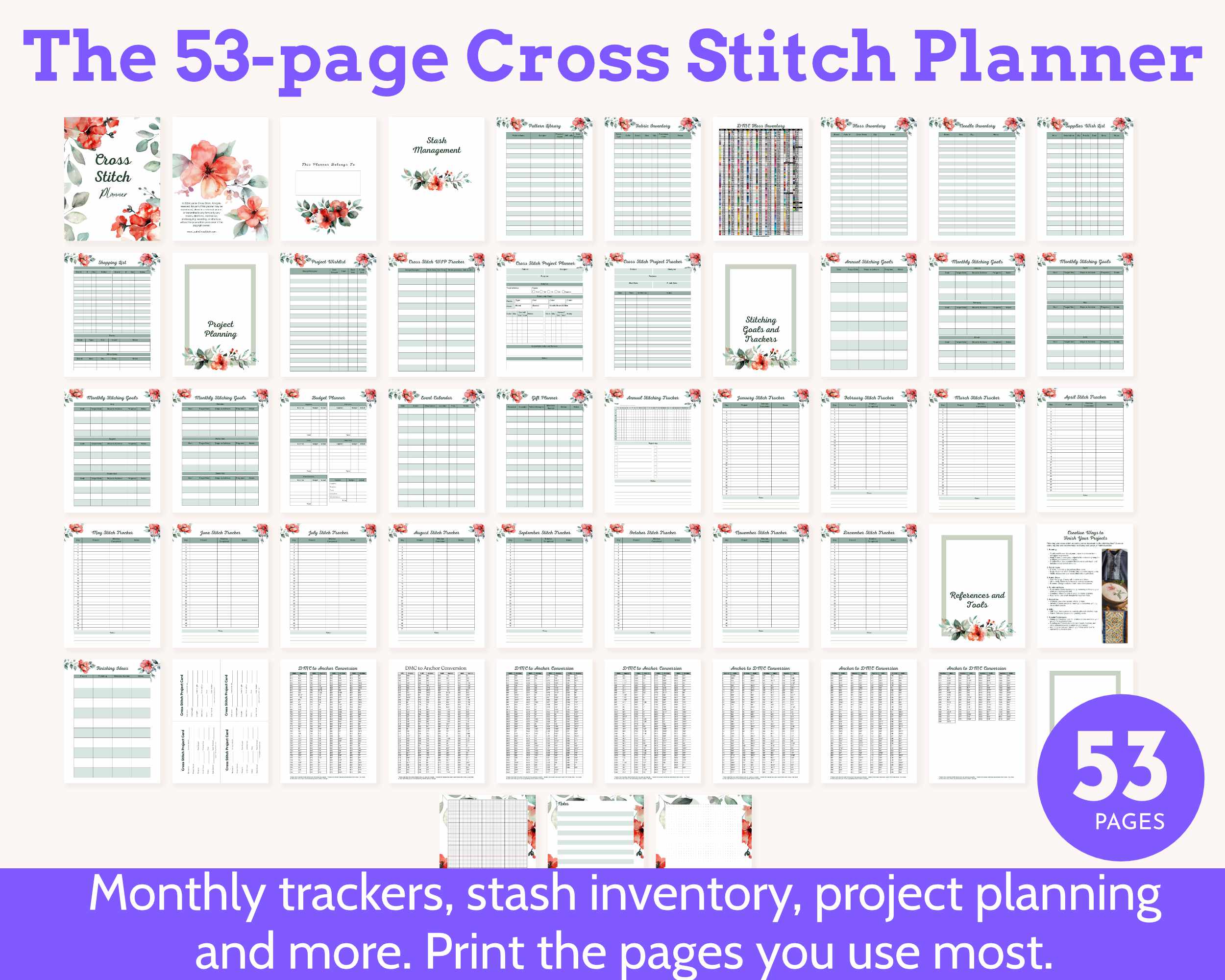 Cross Stitch Planner and Floss Organizer Bundle