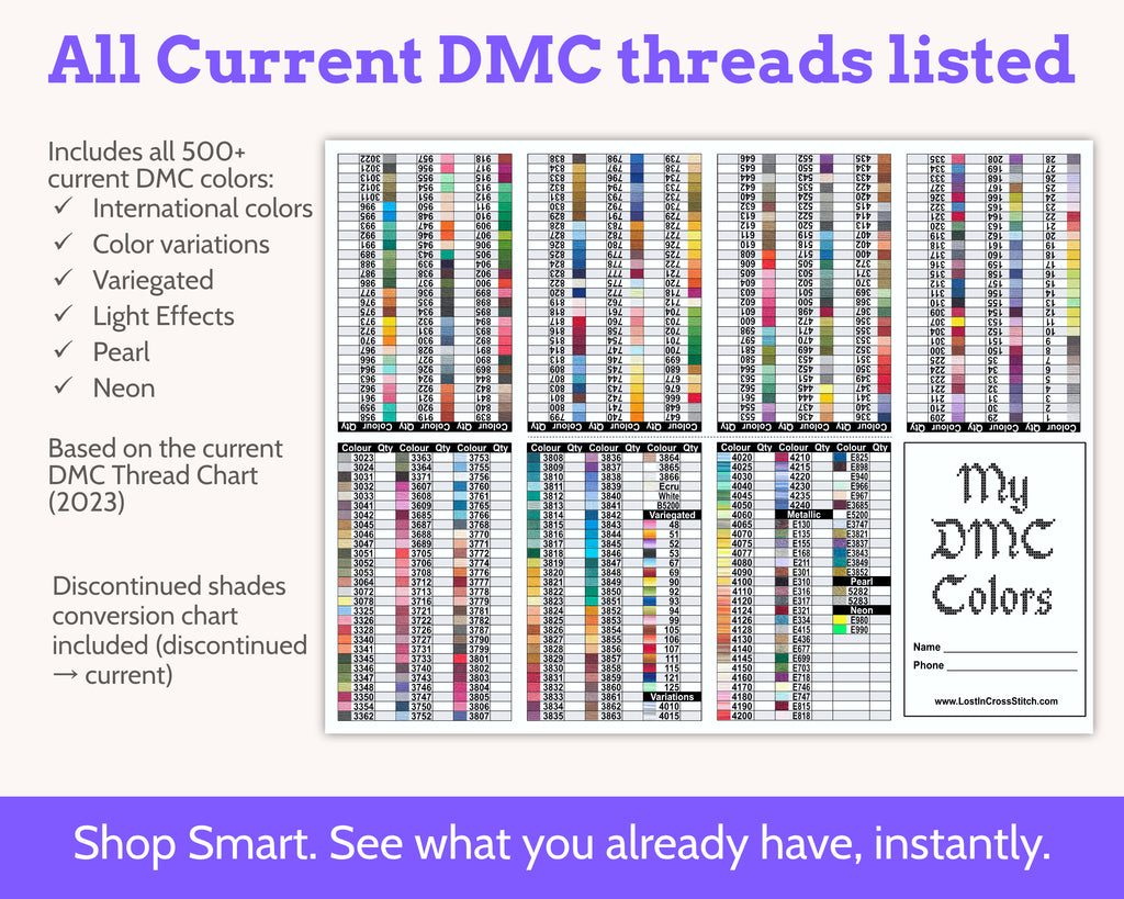 DMC Floss Inventory Tracker Mini Book for Cross Stitchers PDF
