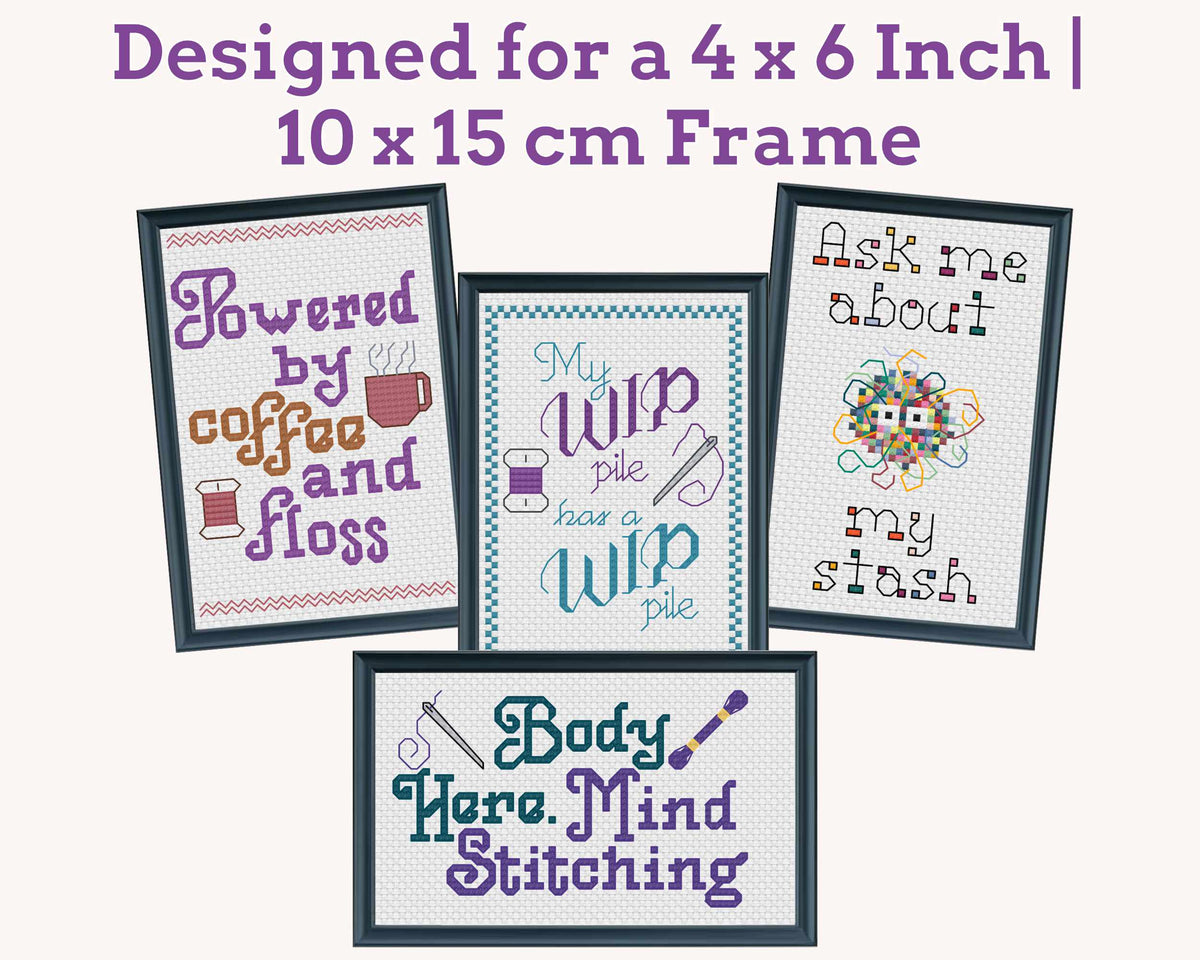 Funny Cross Stitch Pattern Bundle: 4 Funny Stitcher Sayings