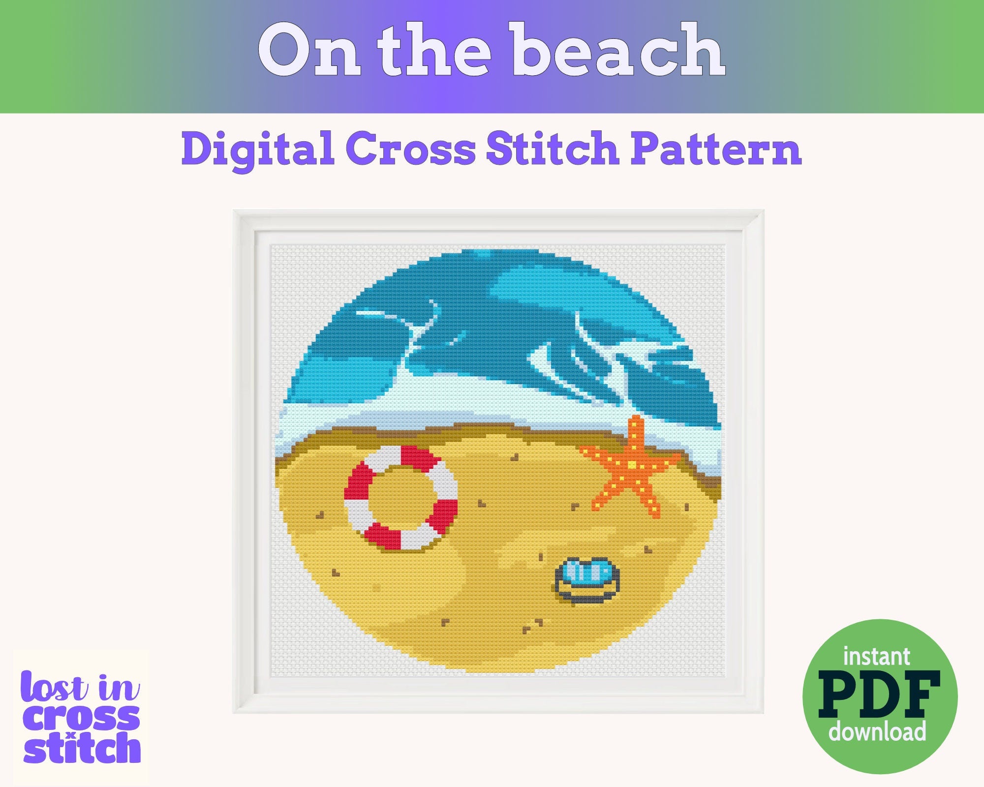 On the Beach Cross Stitch Pattern PDF