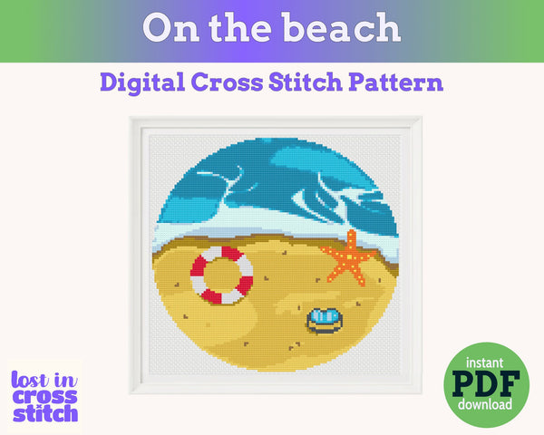 On the Beach Cross Stitch Pattern PDF