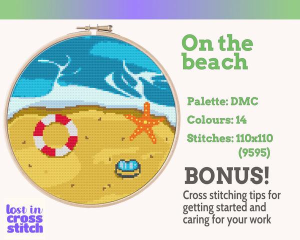 On the Beach Cross Stitch Pattern PDF