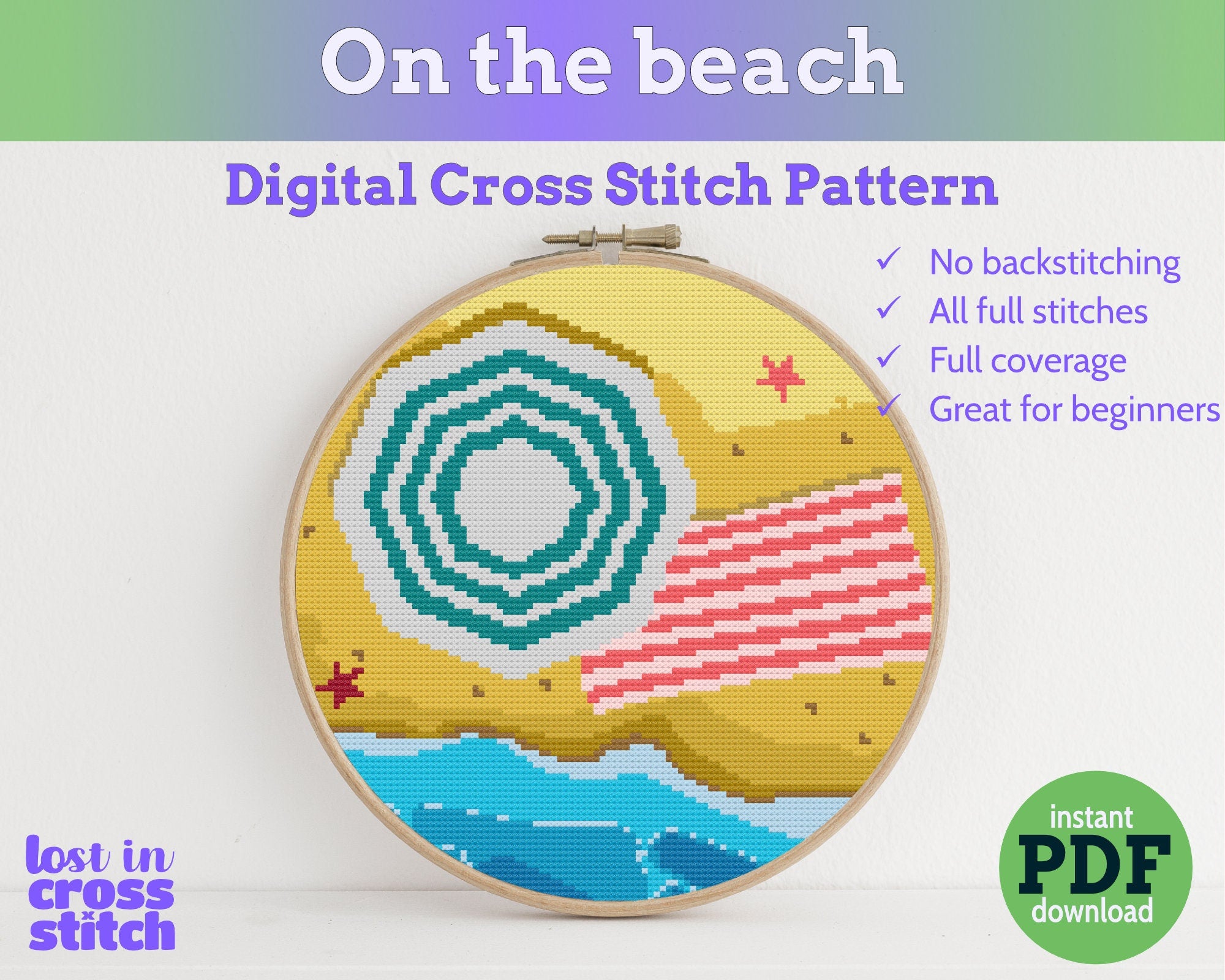 Beach Day Cross Stitch Pattern PDF Main image