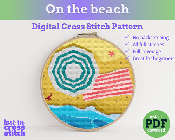Beach Day Cross Stitch Pattern PDF