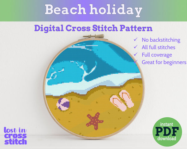 Beach Holiday Cross Stitch Pattern PDF