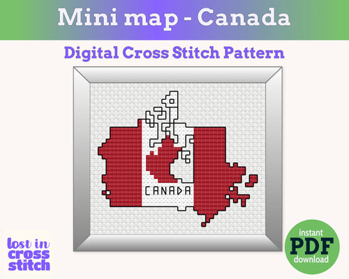 Canada Cross Stitch Pattern: Tiny Flag Map