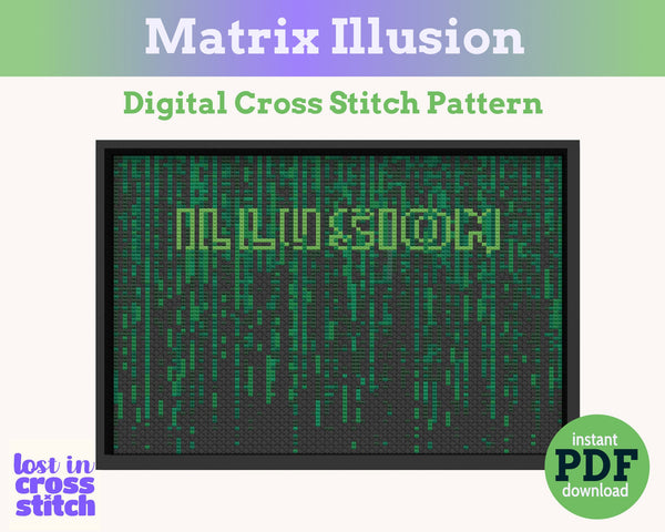 Matrix Illusion Cross Stitch Pattern PDF
