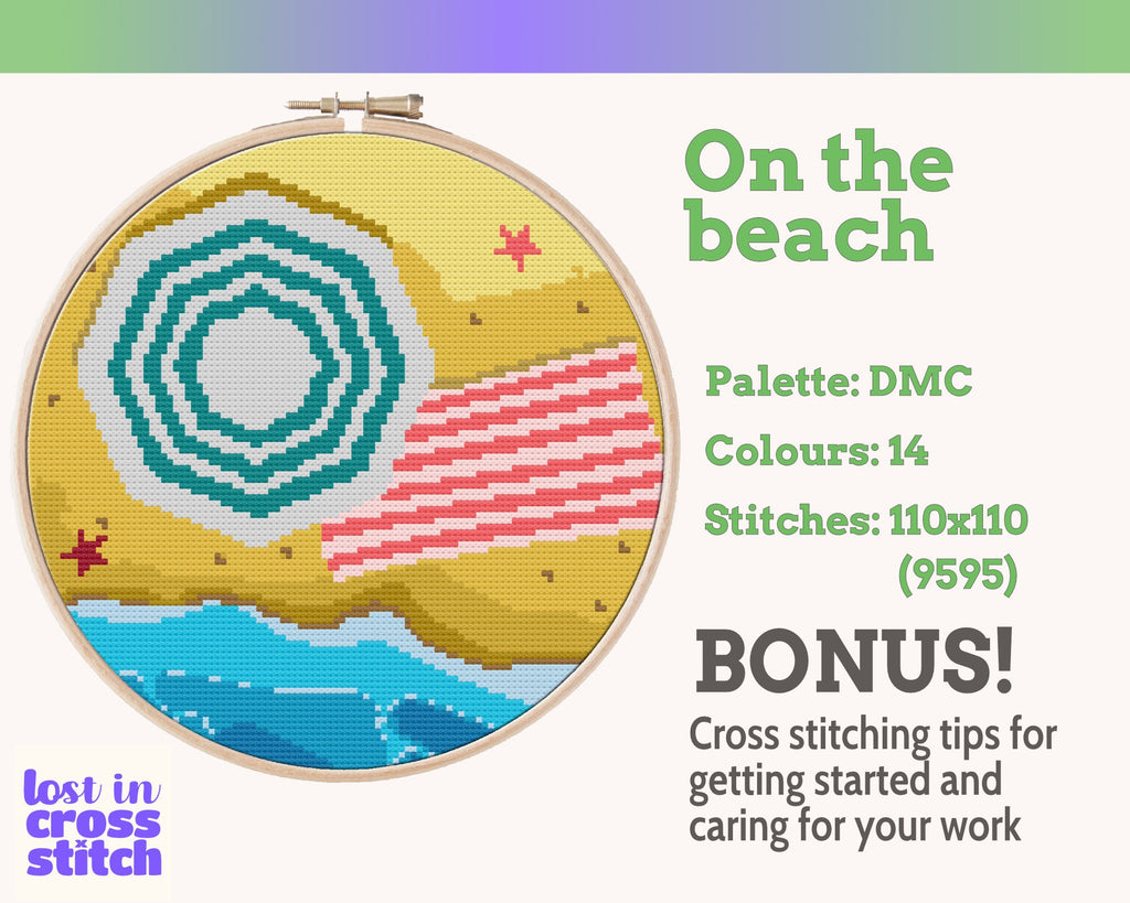 Beach Day Cross Stitch Pattern PDF